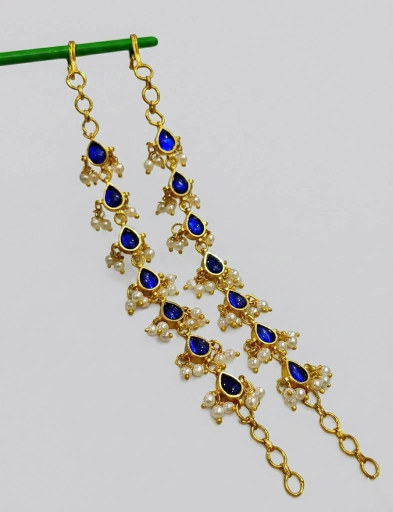 Royal Blue Pearl Earchain